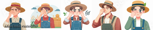 farmer character vector with sore eyes