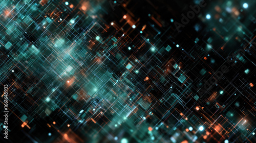 Wallpaper Mural Abstract Digital Background with Glowing Particles and Lines Texture Torontodigital.ca