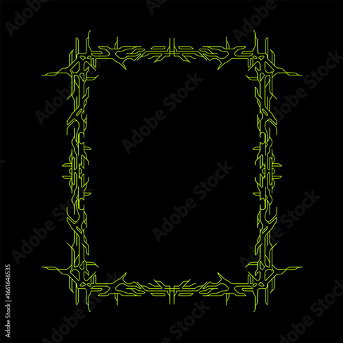 Tribal gothic frame with sharp thorn vector design, dark and edgy style, perfect for poster, album cover, t-shirt, or digital art