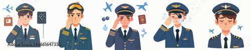vector character pilot with sore eyes