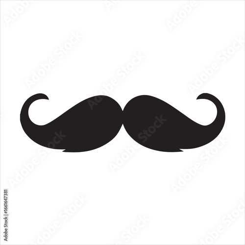 Black mustache illustration isolated on white background for creative design use