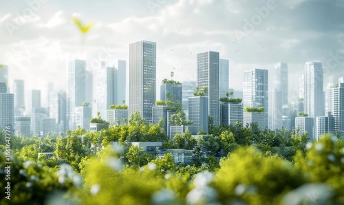 Sustainable urban design concept, led by an engineer planning a carbon-neutral city project that integrates renewable energy sources, eco-friendly infrastructure, and climate-resilient, Generative AI
