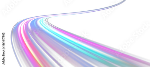 Expressway and vehicle headlights effect vivid speed motion and glowing light trails, cyberpunk-inspired data acceleration background with bright waves and vortex for PNG graphic design.	
