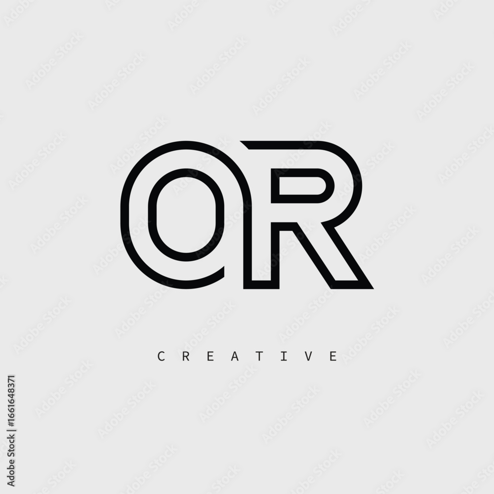 Obraz premium OR Creative Letter Logo – Minimal Line Monogram in Black Outline for Modern Branding Identity Design.