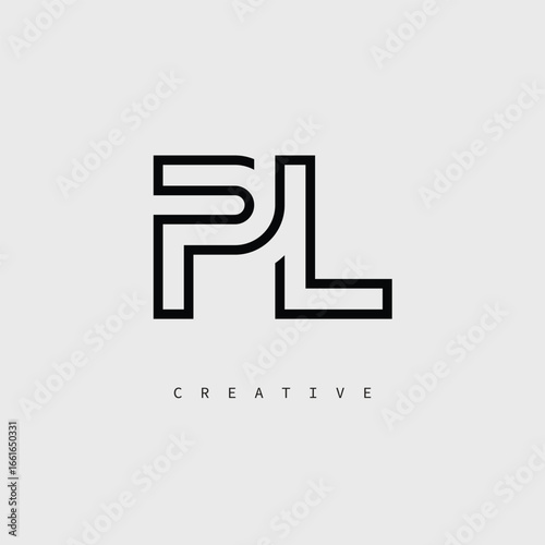 PL Creative Letter Logo – Minimal Line Monogram in Black Outline for Modern Branding Identity Design.
