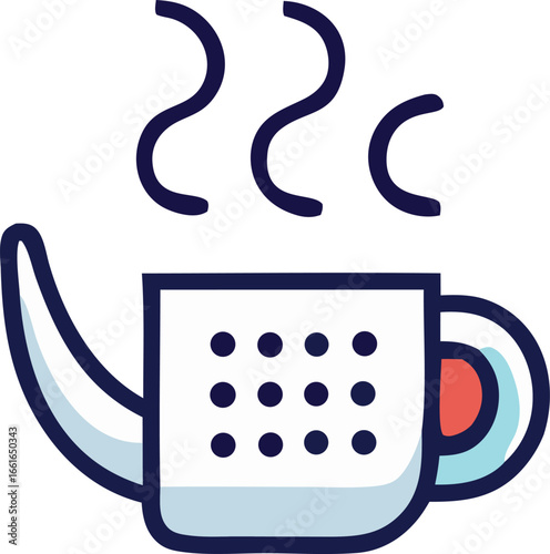 Steaming hot tea cup with infuser cozy drink beverage comfort refreshment warmth aroma flavor enjoyment relaxation kitchenware morning afternoon evening