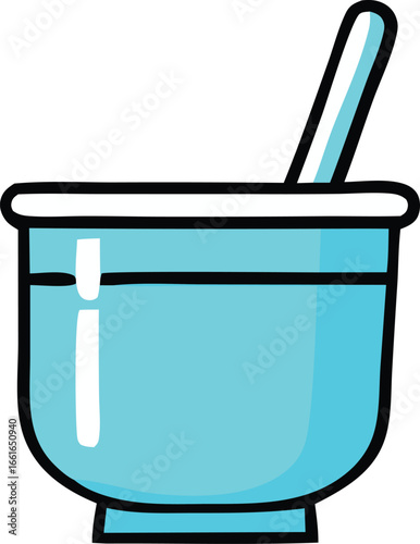 Simple cartoon mortar and pestle icon for culinary or medical use a kitchen tool for grinding herbs spices and ingredients