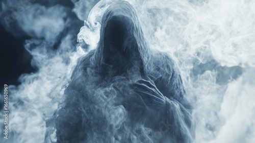 Ghostly Figure Emerging from Smoke