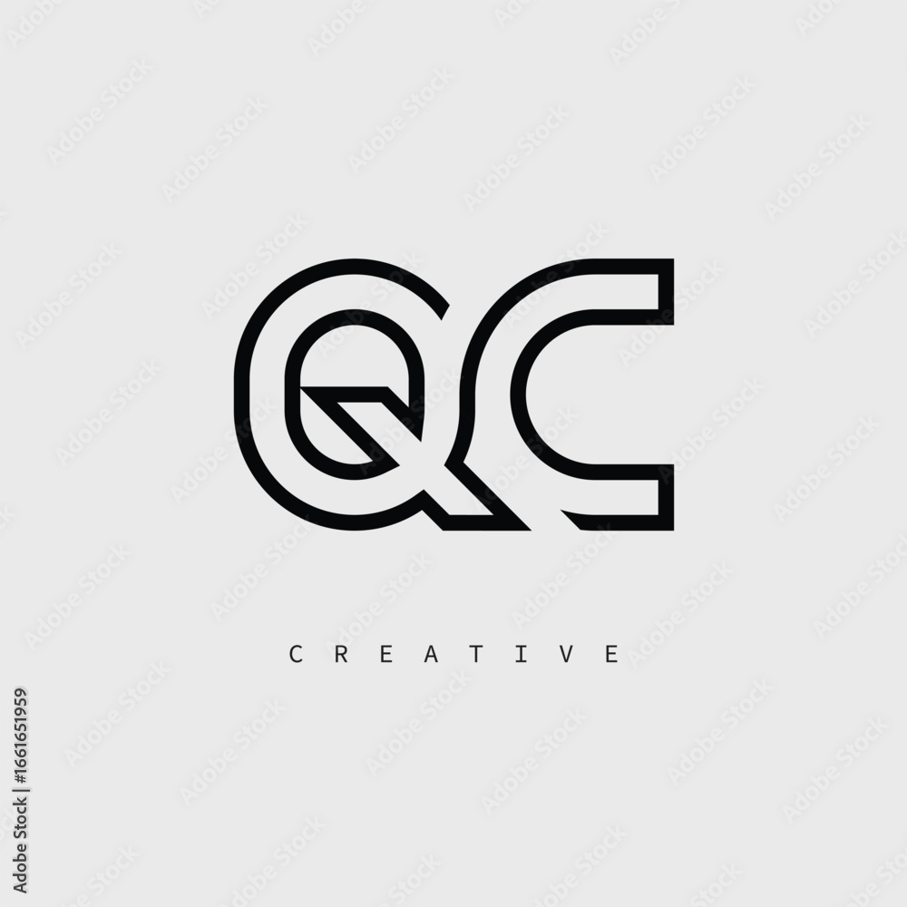 QC Creative Letter Logo – Minimal Line Monogram in Black Outline for Modern Branding Identity Design. QC Creative Letter Logo – Minimal Line Monogram in Black Outline for Modern Branding Identity Design.