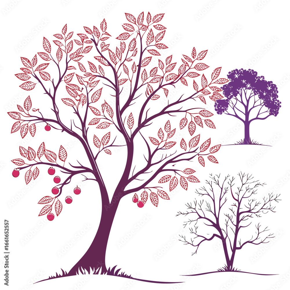 Obraz premium crabapple malus prairefire royal raindrops tree vector