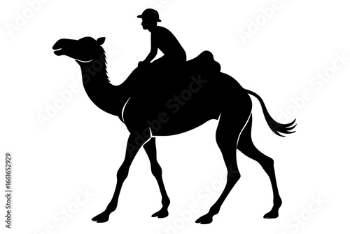 Man Riding Dromedary Camel Silhouette Vector