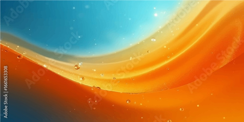 A glowing golden sun bursts with vibrant energy against a fluid, abstract orange and yellow sky