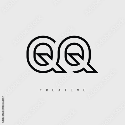 QQ Creative Letter Logo – Minimal Line Monogram in Black Outline for Modern Branding Identity Design.