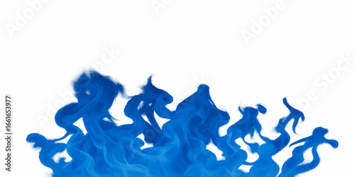 Blue flames burn in a creative design of a team silhouette, symbolizing teamwork and sport