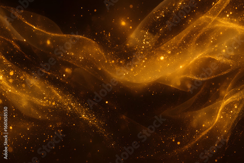 金色の輝きが舞う幻想的な抽象背景
