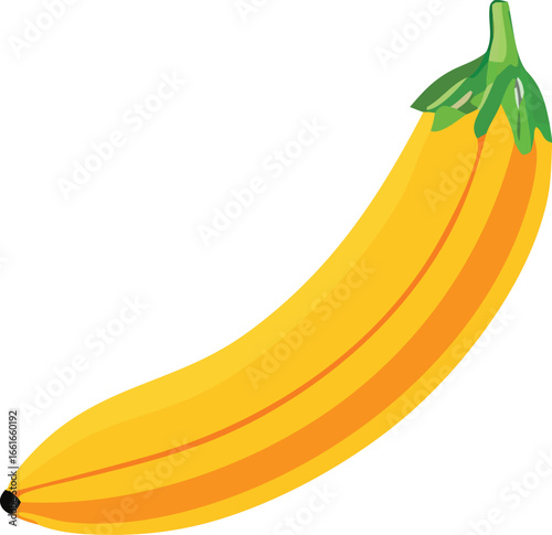 Bright yellow banana with green leaves isolated on white represents tropical fruit freshness and healthy eating perfect for food blogs and recipes