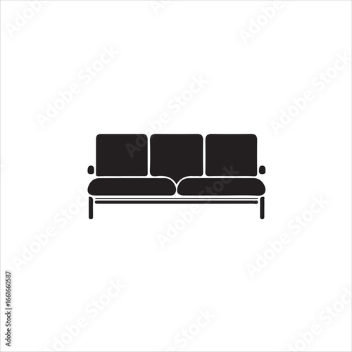 Simple black sofa icon isolated on white background for furniture design