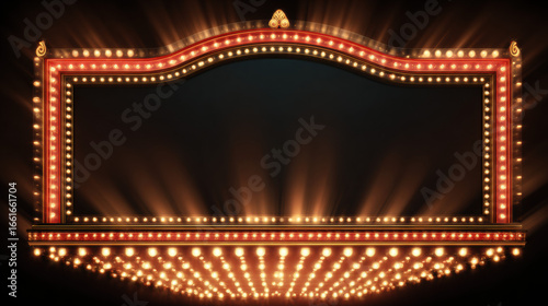 Retro Cinema Sign with Bright Lights and Dark Background