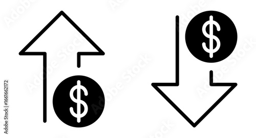 up and down money currency icon