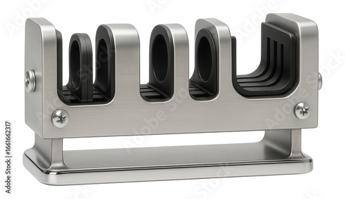 Adjustable metal test tube rack, capable of holding different tube sizes for versatility.