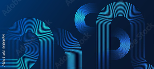 Abstract blue background with geometric circular line patterns