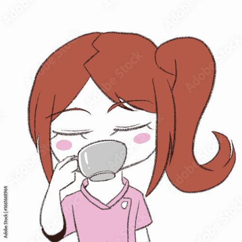 飲み物を飲むナース