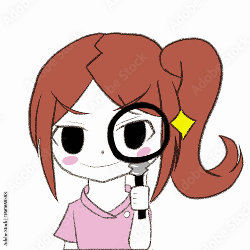 虫眼鏡を覗くナース
