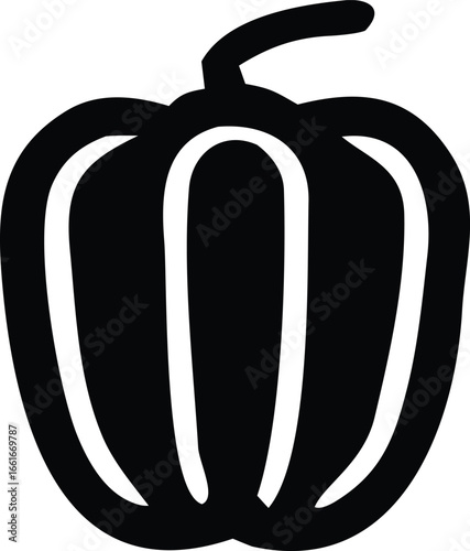 Bold silhouette of a bell pepper simple and iconic vegetable graphic for food design healthy eating and culinary themes