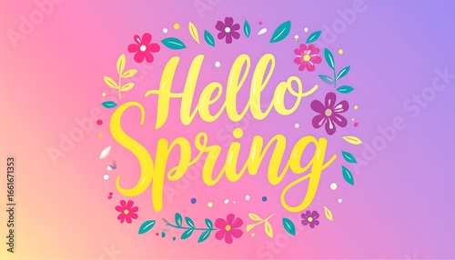 Bright floral Spring text