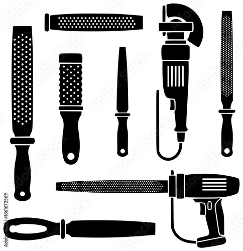 Rasp equipment in a factory with machinery and tools in storage rooms and laboratories