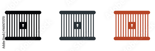 Vector jail icon in outline, symbol of modern prison, detention, and law enforcement.