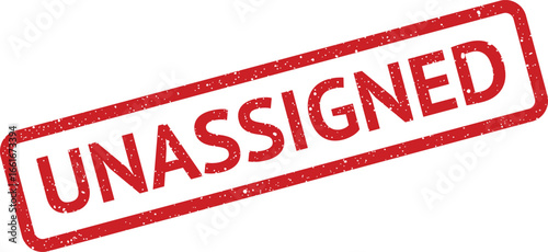 Red textured unassigned rubber stamp imprint isolated on white background, angled perspective