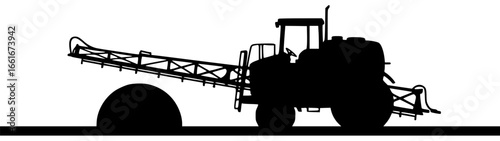 Sprayer agriculture tool in a field with farmers holding it outdoors