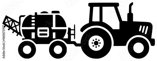 Sprayer agriculture tool in a field with farmers holding it outdoors