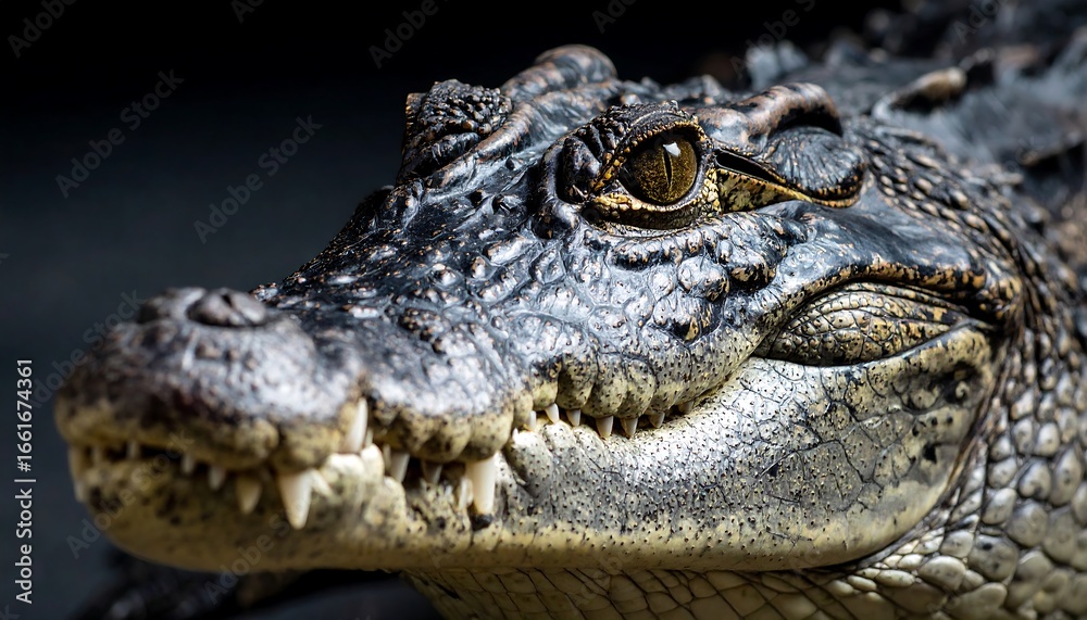 Fototapeta premium Young crocodile head close up