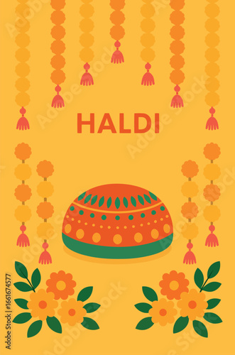 Haldi Ceremony Invitation Card Illustration