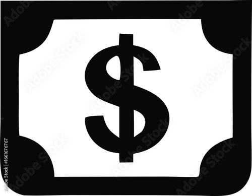 Bold black dollar sign emblematic of finance currency and wealth on a contrasting background for financial concepts