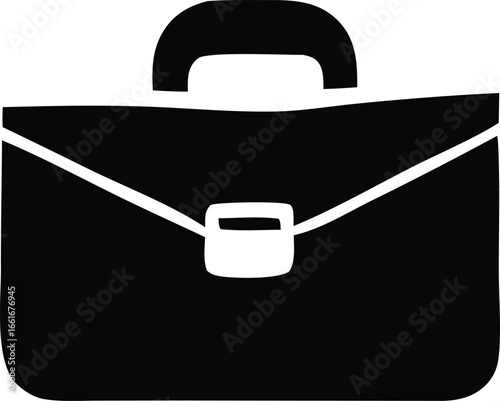 Classic black briefcase icon for business professionals and entrepreneurs representing work and success