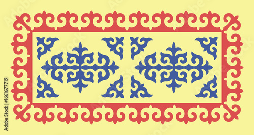 Traditional Kyrgyz Carpet Design with Ornaments, Nomadic culture
