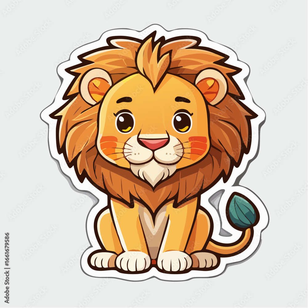 Obraz premium The Playful Cub: A delightful illustration of a young lion cub with its fluffy mane and endearing expression, exuding a sense of innocent charm.