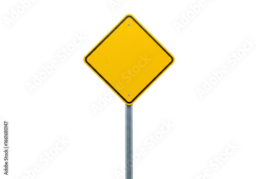 Blank yellow diamond road sign on transparent background isolated template traffic safety vector graphic