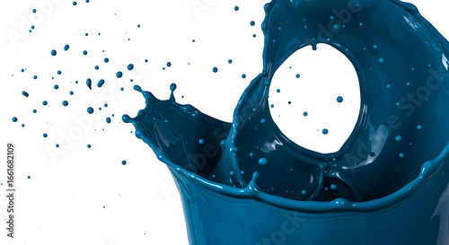 Splash of Azure: Capturing a vivid moment of vibrant liquid, this image showcases an eruption of rich blue paint, frozen in motion.