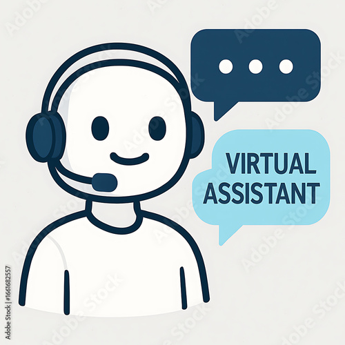 Friendly Virtual Assistant Illustration Communicating with Clients via Chat Support for Customer Service and Online Assistance