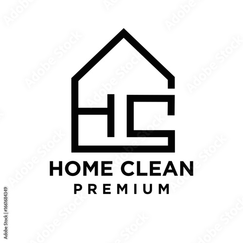 Home Clean Premium Logo with Stylized House Icon and HC Initials