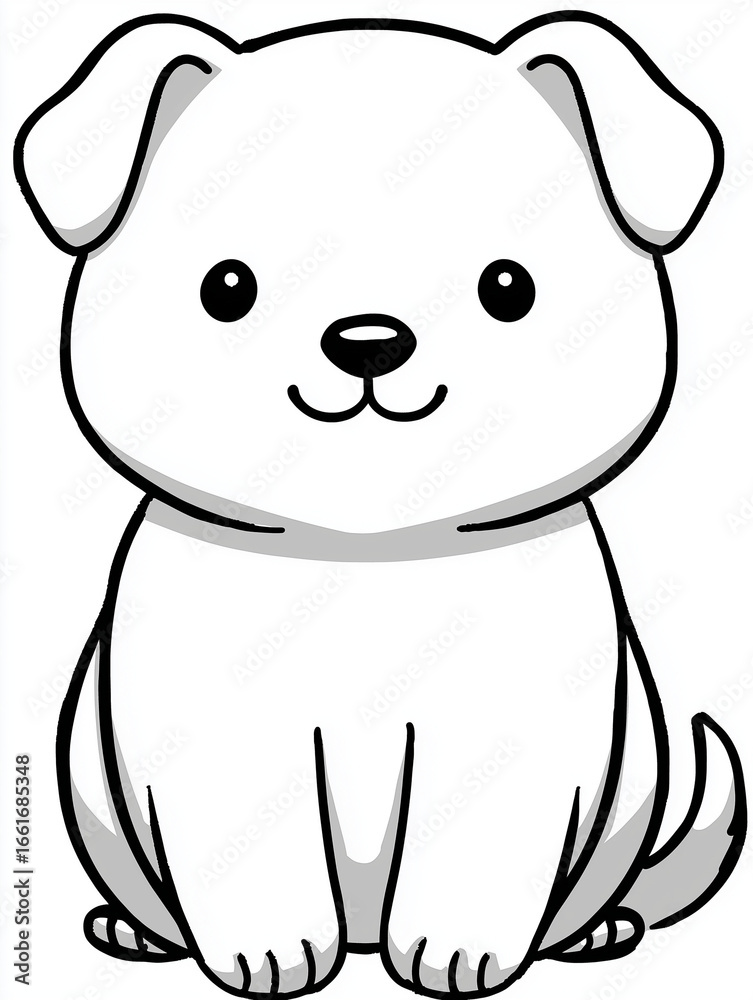Obraz premium Joyful puppy: A charming cartoon depiction of a playful puppy, showcasing a simplified, yet adorable, style. 