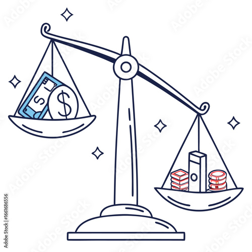 Money and Business Balance Scale Illustration