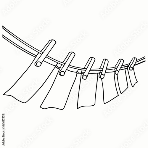 Clothesline with pegs for laundry drying and home organization