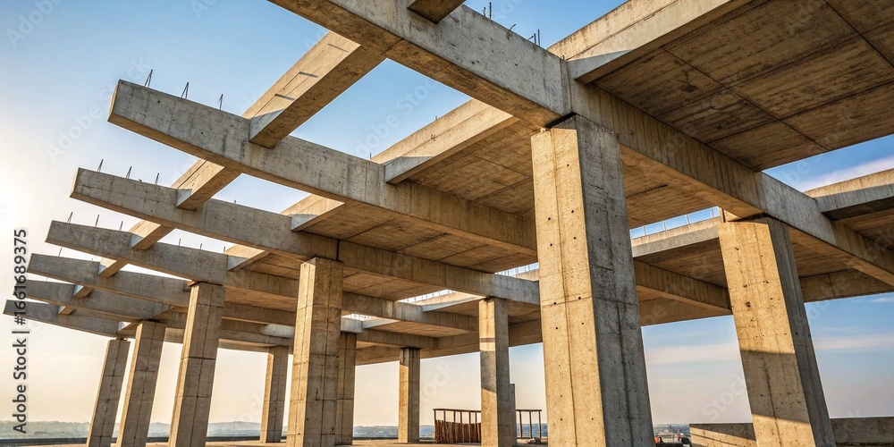 Obraz premium Gritty photograph of an unfinished concrete building, representing growth and future potential.