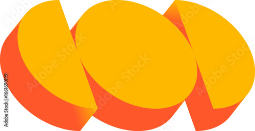 3D isometric orange abstract icon. Modern vector illustration of soft, segmented circular shapes for creative design.