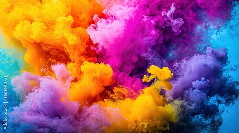 Fototapeta premium Purple-Orange Ink Fluid Smoke in Water: Hyper-Realistic Abstract Liquid Art Background 
